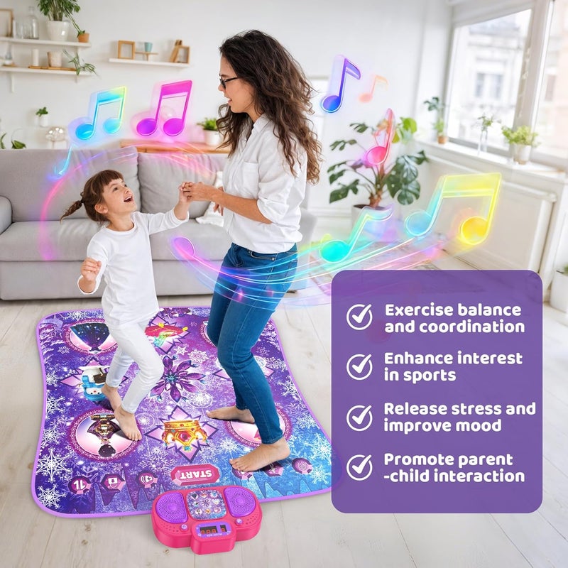 Eterfun Store Dance Mat Toys - 8-Button Frozen Toys for Girls Electronic Dance Pad with 5 Game Modes, Touch Sensitive Kids Musical Mat Toy Christmas & Birthday Gift for 3 4 5 6 7 8 9 10+ Years Old Girls(Purple) - Image 3